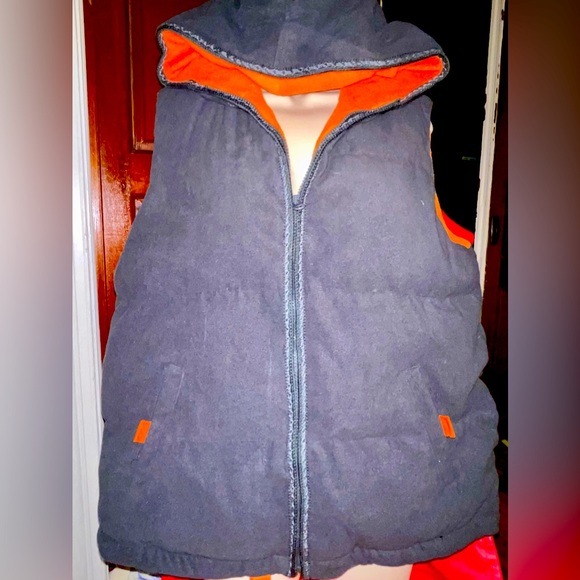 Women’s Breakdown Original Gray & Orange Fleece Thick Warm Zipper Vest. Size XL - Picture 1 of 5